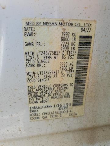 2022 NISSAN TITAN XD S 1N6AA1FA8NN106193