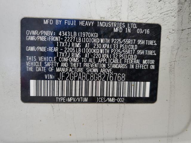 2016 SUBARU CROSSTREK - JF2GPABC8G8276768