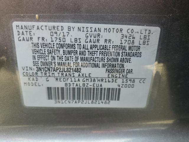 2018 NISSAN VERSA S - 3N1CN7AP2JL821482