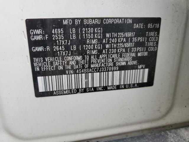 2018 SUBARU OUTBACK 2. 4S4BSACC7J3370999