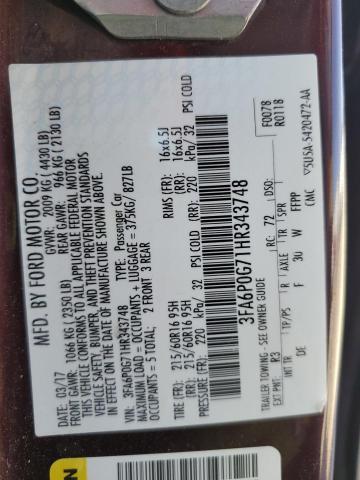 2017 FORD FUSION S 3FA6P0G71HR343748