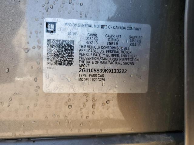 2019 CHEVROLET IMPALA PRE 2G1105S39K9133222