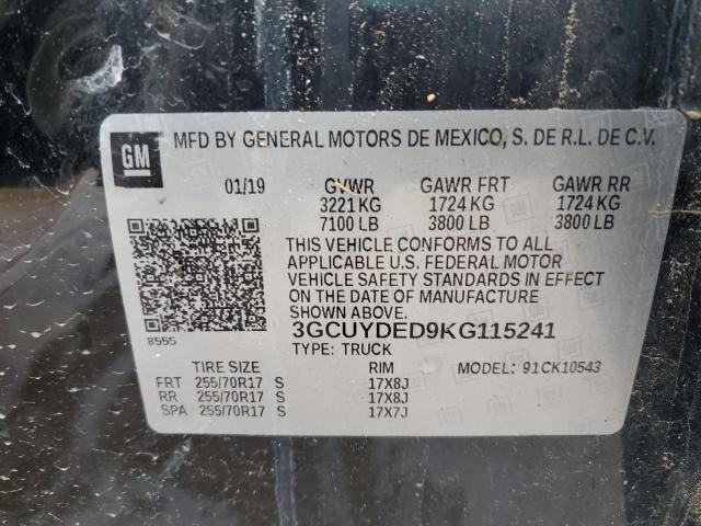 2019 CHEVROLET SILVERADO - 3GCUYDED9KG115241