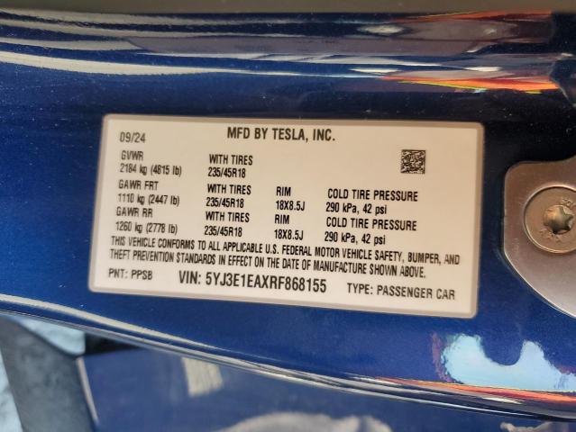 2024 TESLA MODEL 3 - 5YJ3E1EAXRF868155
