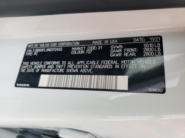2022 VOLVO S60 T8 REC 7JRBR0FLXNG172455