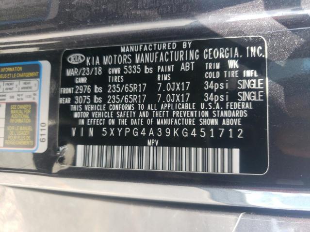2019 KIA SORENTO L - 5XYPG4A39KG451712