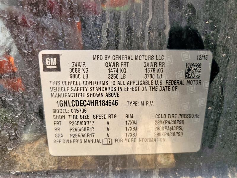 2017 CHEVROLET TAHOE POLI 1GNLCDEC4HR184646