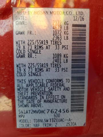 2017 NISSAN ROGUE SV - 5N1AT2MV0HC762456