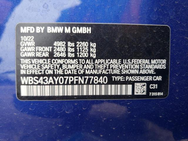 2023 BMW M3 COMPETI - WBS43AY07PFN77840