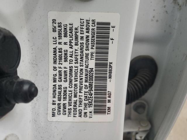 2021 HONDA INSIGHT TO 19XZE4F94ME000294