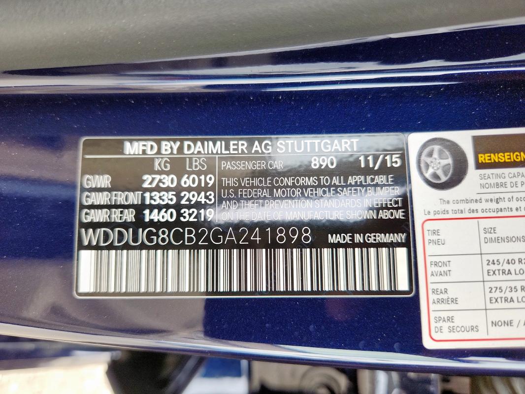 2016 MERCEDES-BENZ S 550 - WDDUG8CB2GA241898