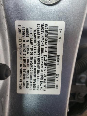 2019 HONDA CIVIC EXL - 19XFC1F74KE005708