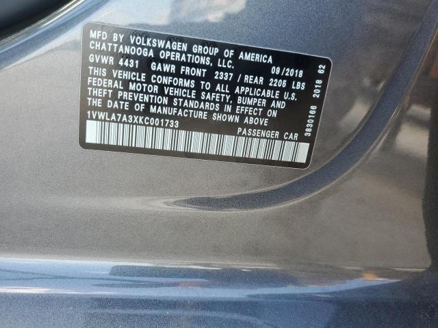 2019 VOLKSWAGEN PASSAT WOL - 1VWLA7A3XKC001733