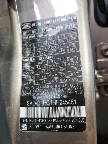 2017 LAND ROVER RANGE ROVE - SALVD2BG1HH245461