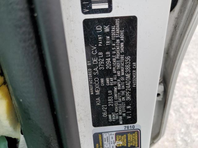 2021 KIA FORTE FE 3KPF24AD1ME386356