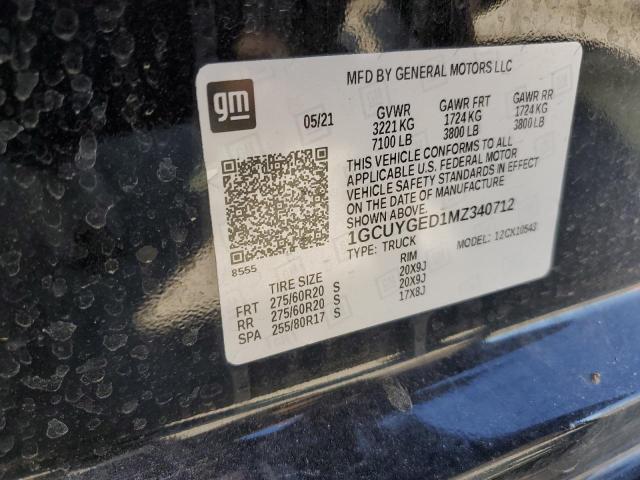 2021 CHEVROLET SILVERADO - 1GCUYGED1MZ340712