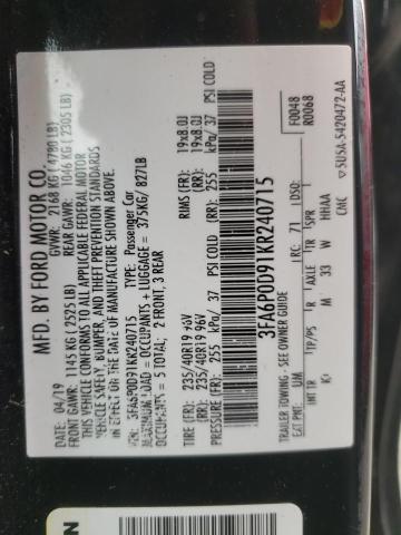 2019 FORD FUSION TIT 3FA6P0D91KR240715