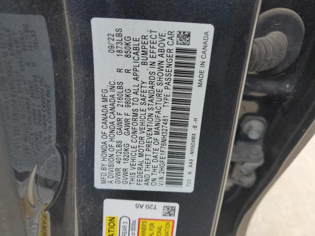 2022 HONDA CIVIC EX - 2HGFE1F76NH327481