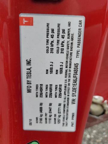 2018 TESLA MODEL 3 5YJ3E1EA6JF048045