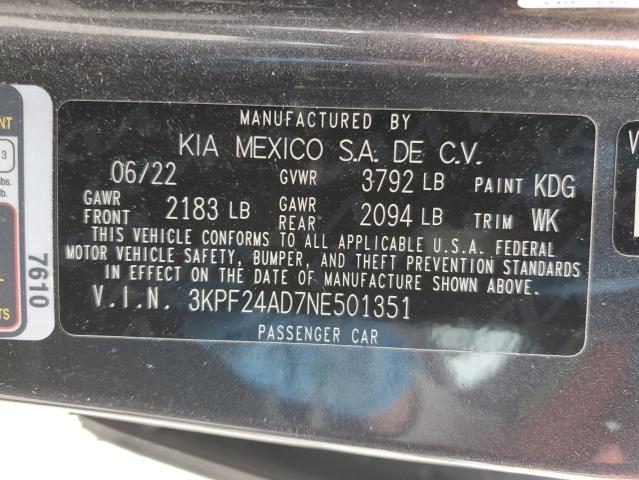 3KPF24AD7NE501351 2022 KIA FORTE