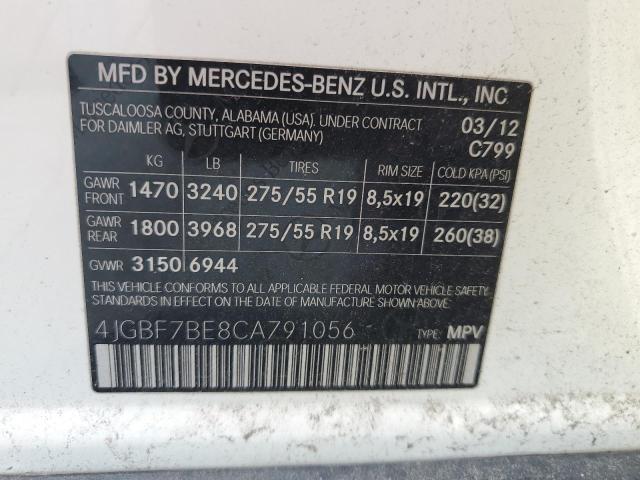2012 MERCEDES-BENZ GL 450 4MA - 4JGBF7BE8CA791056