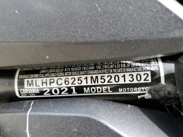 2021 HONDA CBR500 RA - MLHPC6251M5201302
