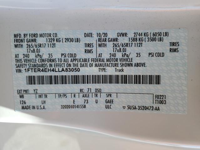 2020 FORD RANGER XL - 1FTER4EH4LLA83050