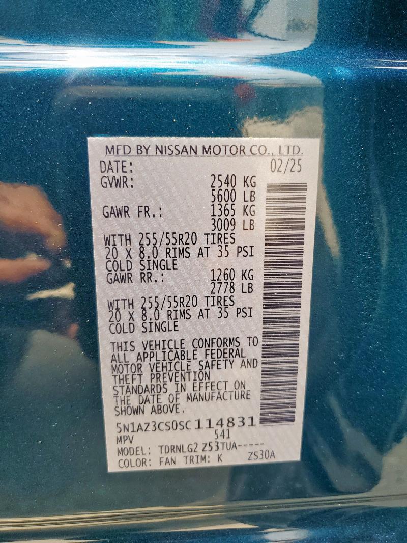 2025 NISSAN MURANO SL 5N1AZ3CS0SC114831