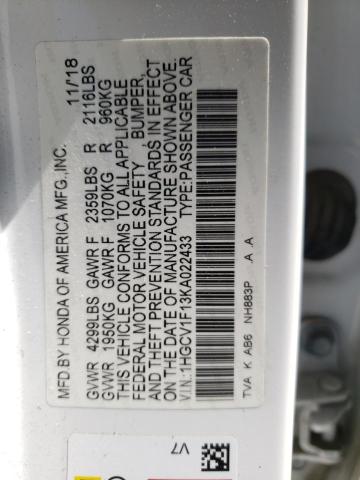 2019 HONDA ACCORD LX 1HGCV1F13KA022433