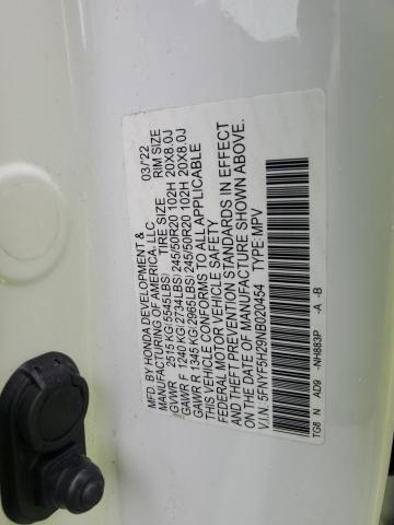 2022 HONDA PILOT SE 5FNYF5H29NB020454