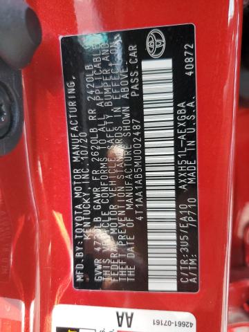 2021 TOYOTA AVALON XLE 4T1AA1AB5MU002487