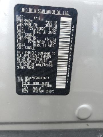 2017 NISSAN ARMADA PLA JN8AY2NF2H9303914