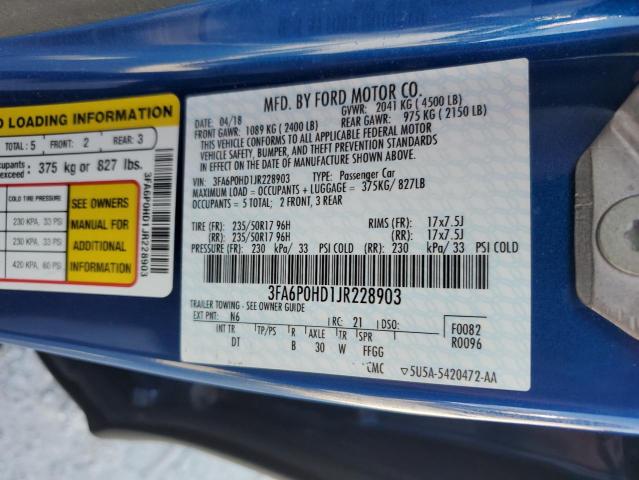 2018 FORD FUSION SE - 3FA6P0HD1JR228903