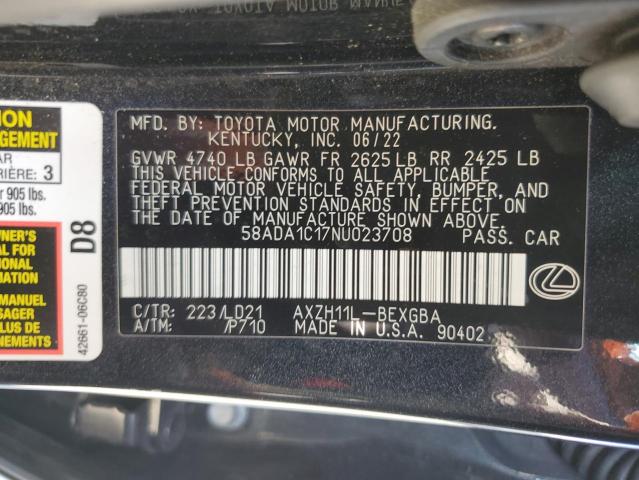 2022 LEXUS ES 300H BA 58ADA1C17NU023708