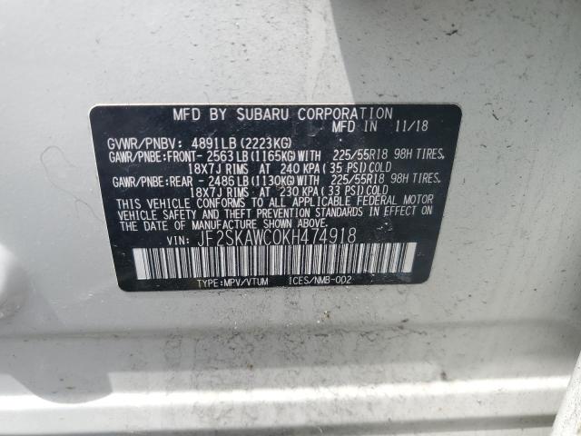 2019 SUBARU FORESTER T JF2SKAWC0KH474918