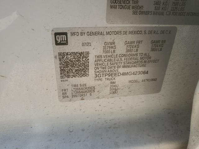 2021 GMC SIERRA K15 3GTP9EED4MG423064
