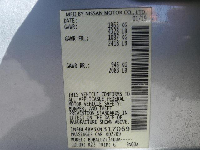 2019 NISSAN ALTIMA S - 1N4BL4BV3KN317069
