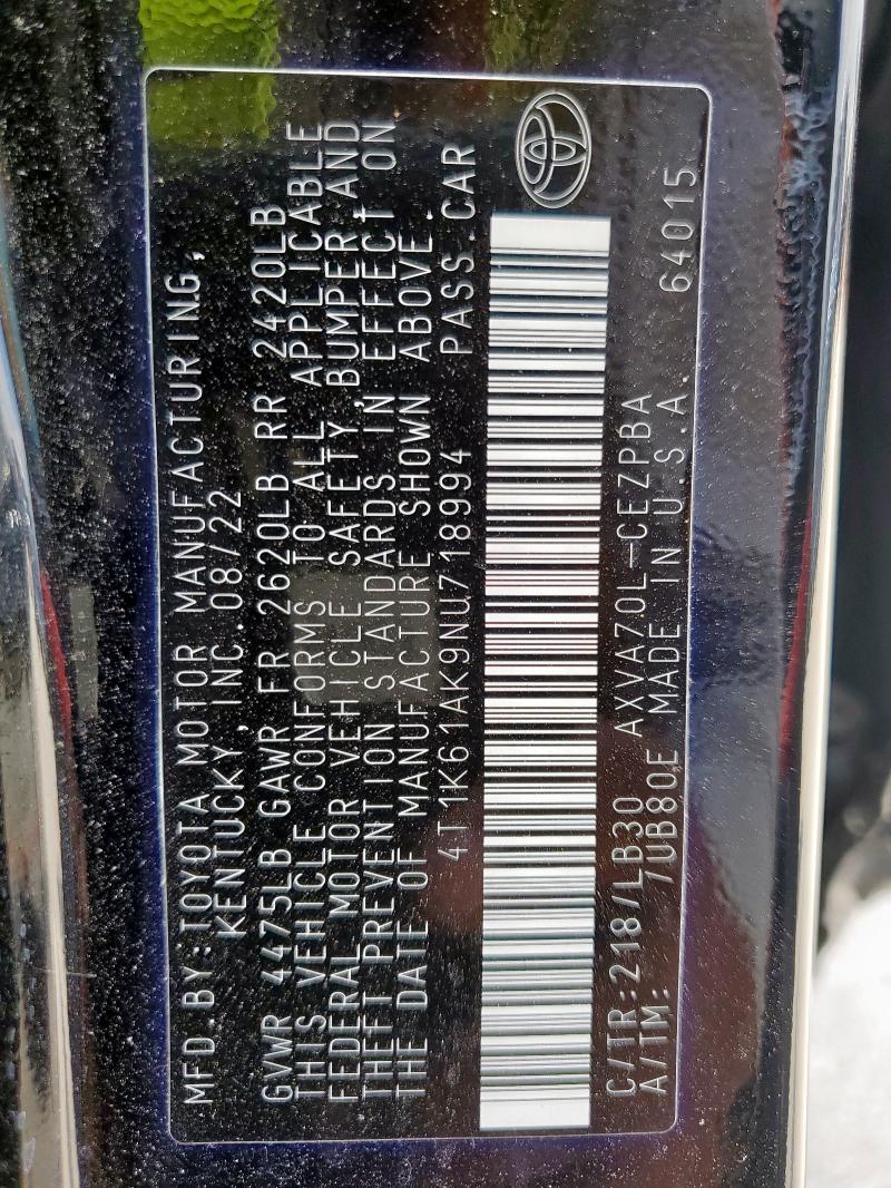 2022 TOYOTA CAMRY XSE - 4T1K61AK9NU718994