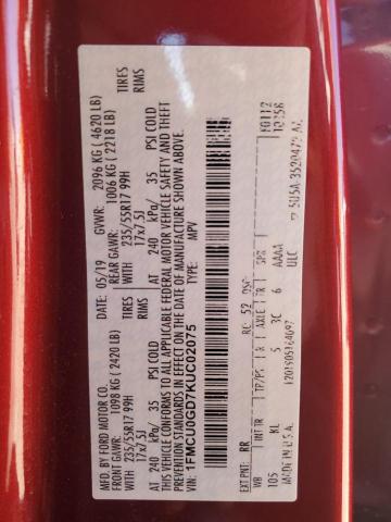 2019 FORD ESCAPE SE - 1FMCU0GD7KUC02075