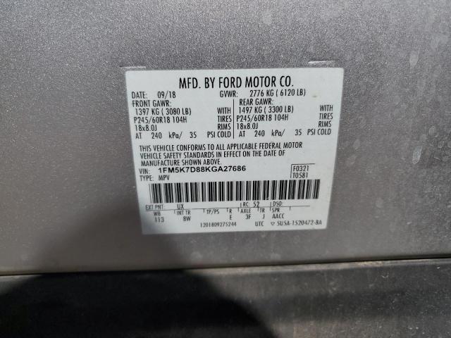 2019 FORD EXPLORER X - 1FM5K7D88KGA27686