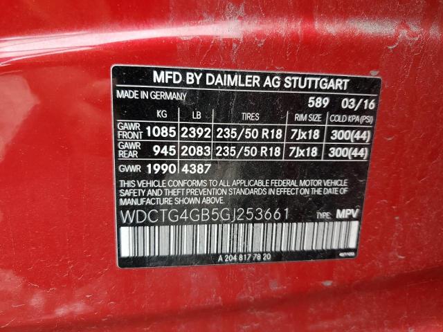 2016 MERCEDES-BENZ GLA 250 4M WDCTG4GB5GJ253661