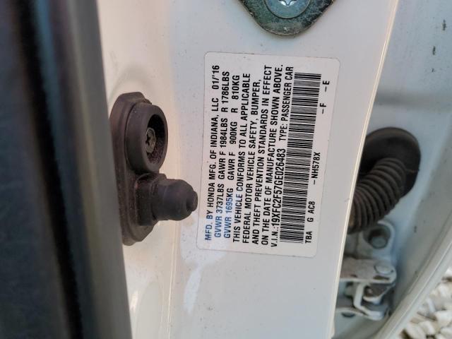 2016 HONDA CIVIC LX 19XFC2F57GE026483