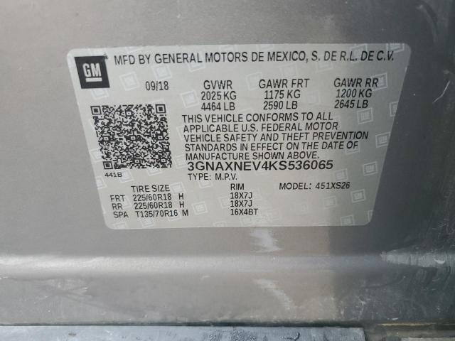 2019 CHEVROLET EQUINOX PR - 3GNAXNEV4KS536065
