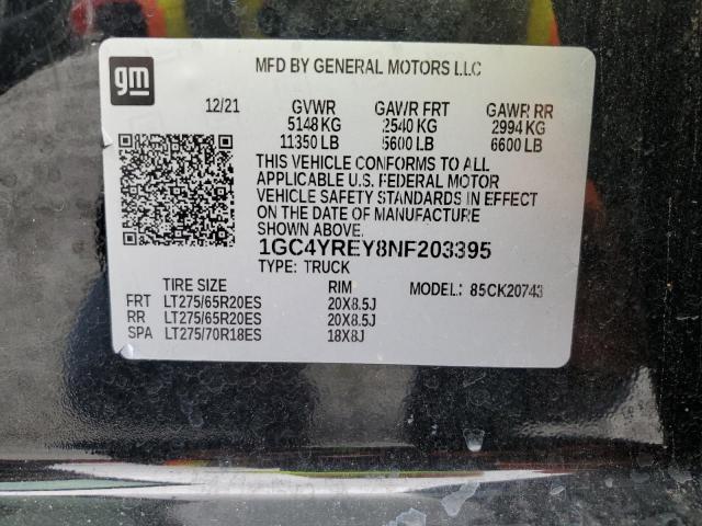 2022 CHEVROLET SILVERADO 1GC4YREY8NF203395