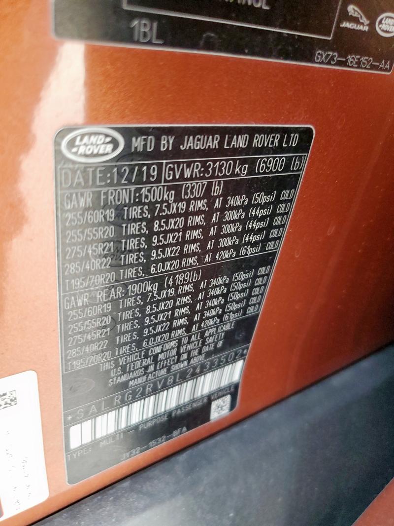 2020 LAND ROVER DISCOVERY SALRG2RV8L2433502