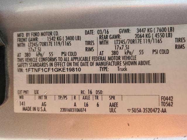 2016 FORD F150 - 1FTNF1CF1GKE19810