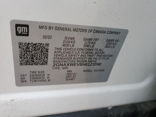 2022 CHEVROLET EQUINOX RS 2GNAXWEV8N6123090