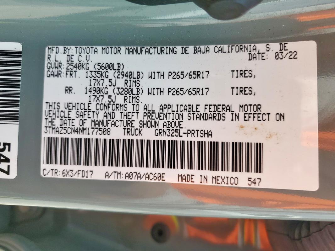 2022 TOYOTA TACOMA DOU - 3TMAZ5CN4NM177508