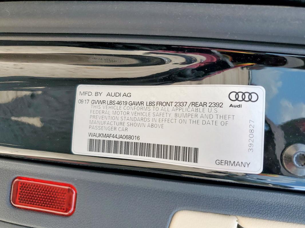 2018 AUDI A4 PREMIUM - WAUKMAF44JA068016