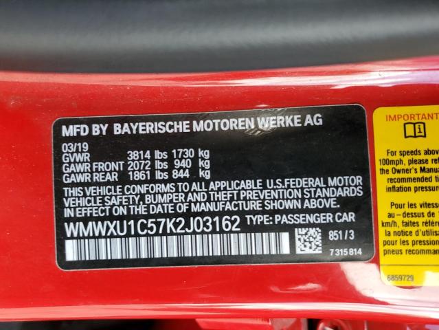 2019 MINI COOPER WMWXU1C57K2J03162
